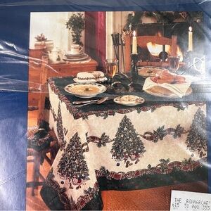 VTG Charter Club Holiday Tablecloth 60x 118” Cotton Christmas Tree Sealed